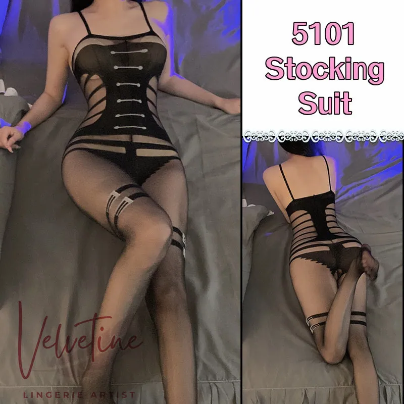 Sheer Mesh Bodysuit & Stockings — detail 2